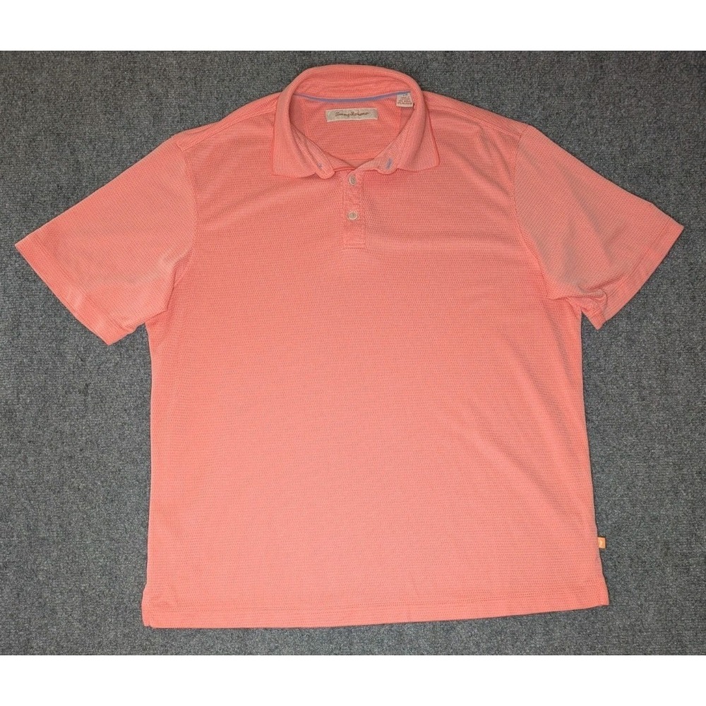 Tommy Bahama Mens Size Large Modal Blend Pink/ Salmon Polo Shirt Embroidered